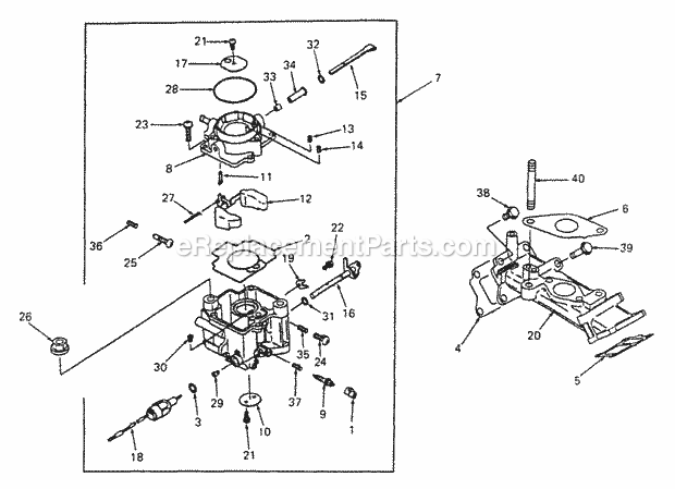 Carburetor Diagram and Parts List for 2086 880001-899000 Cub Cadet Lawn Tractor